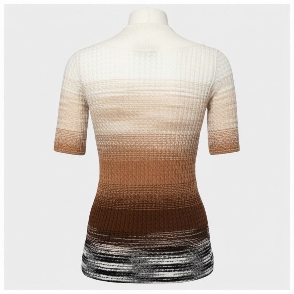 Missoni Women’s Knitted Braided Wool Pullover Cream Brown Ombré Top Sweater - Picture 10 of 15